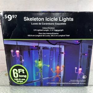 Halloween Skeleton Icicle Lights 11 ft. total Length Light Up Scary Decor